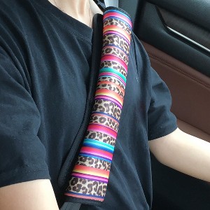 Unique Bargains Universal Non-Slip Leopard Pattern Comfort Neoprene Seat Belt Covers Multicolor 2 Pcs - 1 of 4