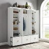 Crosley 3pc Harper Entryway Hall Tree and 2 Pantry Closet Set White : Mudroom Organizer with Storage Hooks - 3 of 4