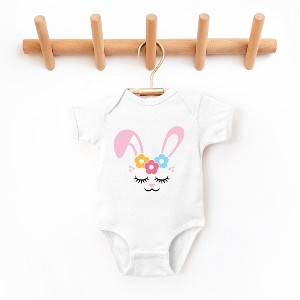The Juniper Shop Bunny Face With Flowers Baby Bodysuit - 1 of 2