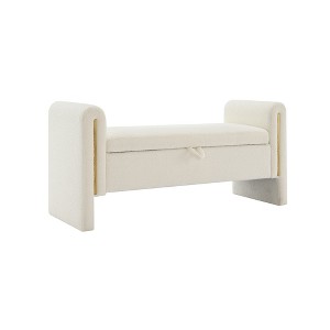 GDFStudio Rusk Modern Upholstered Storage 52" Ottoman, Teddy Bench with Armrest and Pull-Ring - 1 of 4