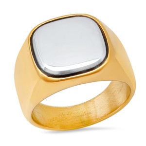 Steeltime Men's two tone stainless steel and 18k gold plated ring - 1 of 4