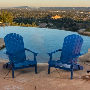 GDFStudio Adelina Outdoor Acacia Wood Folding Adirondack Chairs (Set of 2) - 1 of 4