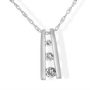 Pompeii3 1/10ct Diamond Three Stone Pendant 14K White Gold - 1 of 4