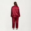 Anna-Kaci Lounge Women's PLus Size Satin Pajama Set with Long Sleeve Button Front Top and Relaxed Straight Leg Pants - 4 of 4