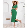 Women's Rib Knit Split Maternity Dresses Short Sleeve Pregnancy Tshirt Dresses Baby Shower Outfits - 3 of 4