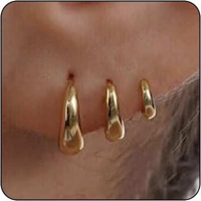 Gold Hoop Earrings Set for Women Trendy, 14K Gold Plated Lightweight Small Gold/Silver Hoop Earrings for Women Chunky Open