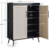6-Tier Rattan Shoe Cabinet with 2 Doors, Adjustable Shelves, Wooden Shoe Rack for Entryway, Hallway, Living Room - 2 of 4