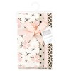Hudson Baby Girls Cotton Poly Flannel Burp Cloths 8-Pack, Neutral Pink Floral, One Size - 2 of 4