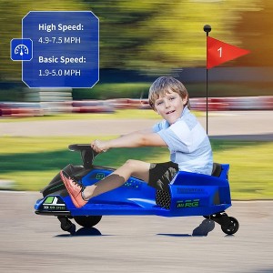 24V Kids Ride-On Drift Car, Electric Drifting Go-Kart with Variable Speed Up to 7.5 Mph, Built-in Music, Colorful Tail Led Lights,USB Connectivity - 1 of 4