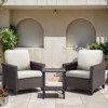 Buenhomino Chic 3-Piece Outdoor Set – 2 Single Chairs & Table, Handwoven Wicker, Steel Frame, Weather-Resistant Cushions for Patio & Garden - 3 of 4