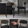Set of 2 Boucle Armless Dining Chairs , with Curved Backrest and Black Metal Legs for Dining Room and Living Room - Morden Fort - 2 of 4