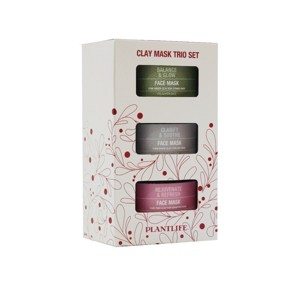 Plantlife Clay Mask Trio – Pink, Green & White Clay Powder Set for