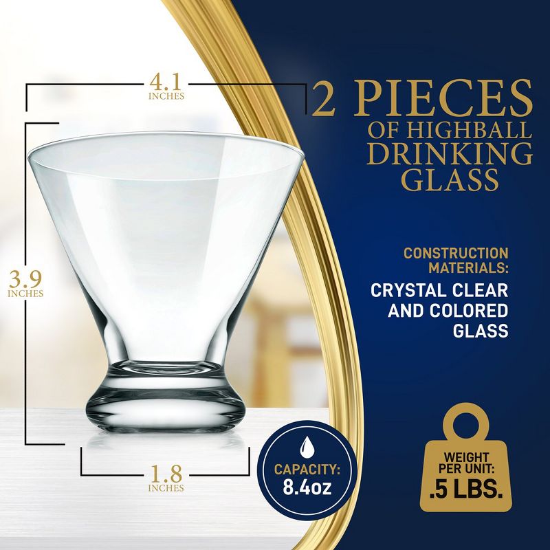 NutriChef 2 Pcs. of Crystal-Clear Whiskey Glass - Ultra Clear, Elegant Clear Whiskey Glasses, Hand Blown, 2 of 8
