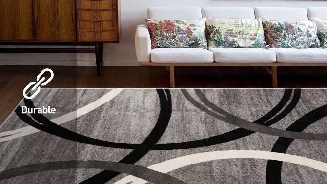World Rug Gallery Contemporary Abstract Circles Design Area Rug, 2 of 7, play video