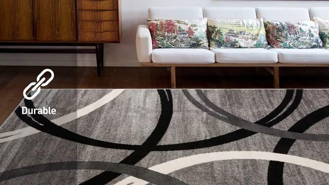 World Rug Gallery Contemporary Abstract Circles Design Area Rug, 2 of 12, play video