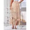 Women's Summer Boho Skirt: High Waisted Long Maxi Skirt with Elegant Hollow Out and Fringe Hem Khaki - 3 of 4