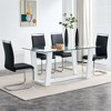 NicBex Dining Table Modern Dining Table with 0.4" Tempered Glass Top and MDF Trapezoid Bracket for Kitchen, Dining Room - 4 of 4
