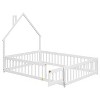 CAVINAS Full Size Wood Montessori Bed,Modern Floor Bed with House-Shaped Headboard and Safety Guardrails,Toddler Bed for Bedroom - 4 of 4