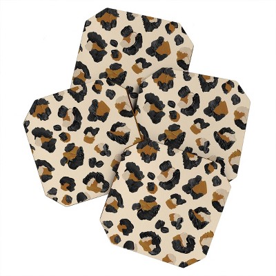 4pk Cat Coquillette Leopard Print Coasters - society 6