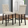 DOMETOUR Button Tufted Barstool Solid Wood Bar Stool Set of 2 - 2 of 4