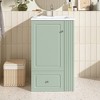 Gulches 20 in 18 in Undermount Rectangular Bathroom Sink in Green MDF Pine Wood Ceramic with Soft Close Drawer Open Shelves Towel Bar - 2 of 4