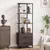 4 Tier Bookshelf with Storage Drawers,70.9 Inch Tall Industrial Book Shelf with Open Display Shelves,4 Shelf Bookcase with Metal Frame - 4 of 4