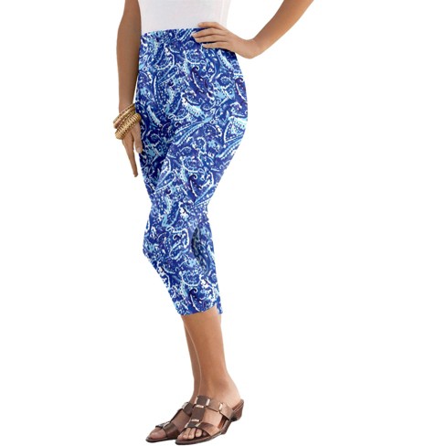 Roaman's Women's Plus Size Essential Stretch Capri Legging - 38/40, Blue :  Target