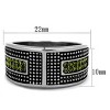 Slickblue Women’s Fashion Ring, Wide Band, Silver with Black Enamel and Green Synthetic Crystals, Size 5-10 - 2 of 4