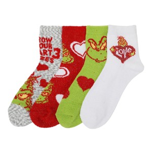 The Grinch Hearts Women's 4-Pair Chenille Quarter Crew Socks - 1 of 4