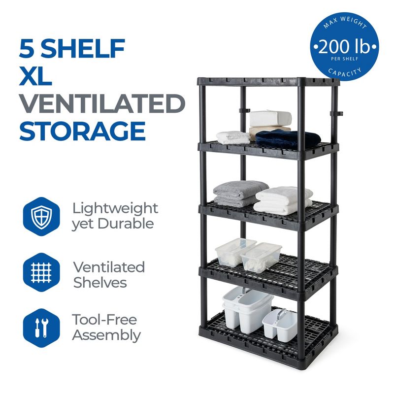 Gracious Living XL 5 Shelf Knect-A-Shelf Ventilated Heavy Duty Storage Unit, 2 of 7