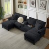 Resenkos 120" U-Shaped Sectional Sofa Bed, 4-Seater Corduroy with Storage and Cup Holders, - 3 of 4