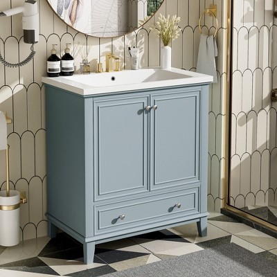 NicBex Modern Bathroom Vanity,Bathroom Sink Vanity with Doors and Drawer,Bathroom Sink Cabinet for Bathroom,Green/White/Black/Blue