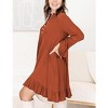 WhizMax Women V-Neck Ruffle Edge Loose-Fit Casual Long Sleeve Dress - 2 of 4