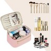 Makeup Bag, Travel Make Up Organizer Cosmetic Brush Bags Case for Women, Pink - 2 of 4