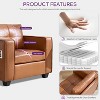 TYBOATLE Faux Leather Tufted Single Sofa set of 2, Modern Office Reading Chair, Upholstered Armchair with Wood Legs for Reading/Living Room, Brown - 3 of 4