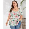 Garvee Women Plus Size Sweetheart Neck Tunic Tops Floral Short Sleeves Pleated Peplum Babydoll Casual Blouse T shirts - 4 of 4