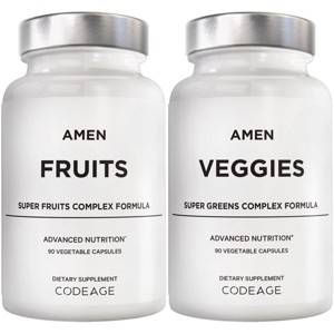 Amen Fruits + Veggies Vitamins Bundle, Raw Whole Fruits & Greens Vegetables Multivitamin - 180ct - 1 of 4
