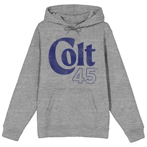 Colt 45 Distressed Logo Long Sleeve Adult Gray Heather Hooded Sweatshirt - 1 of 3