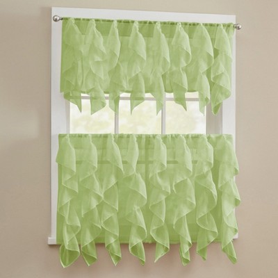 Sheer Voile Vertical Ruffle Window Kitchen Curtain by Sweet Home Collection®