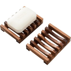Maison Wooden Soap Holder Self Draining Bar Soap Holder 2 Pack - 1 of 4
