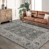 Washable Vintage Floral Area Rug - Non Slip Low Pile Boho Carpet for Living Room, Bedroom, Dining Room & Office - 2 of 4