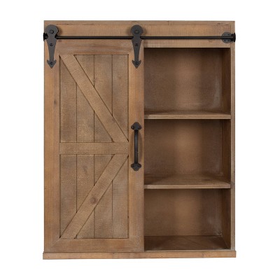 Decorative Wall Storage Cabinet with Sliding Barn Door Rustic Brown - Kate & Laurel All Things Decor