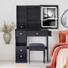 Small Size Left Drawer Makeup Vanity Desk With Cushioned Stool, Power Station, Makeup Table Set with Extra Large Touch Control Sliding LED Mirror - 2 of 4