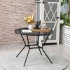 Outsunny 35" Round Patio Dining Table Steel Outside Table with Mesh Tabletop for Garden Backyard Poolside, Black - 2 of 4