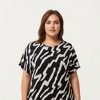 Anna-Kaci Lounge Women's Abstract Print Midi Dress with Soft Draped Silhouette, Relaxed Short Sleeves and Lightweight Fabric Finish - 4 of 4