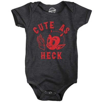 Cute As Heck Baby Bodysuit Funny Sarcastic Devil Graphic Novelty Jumper For Infants - Crazy Dog Baby Bodysuit