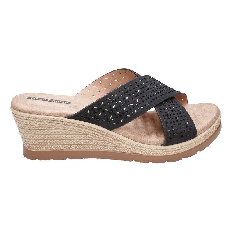 GC Shoes Malia Embellished Cross Strap Comfort Slide Wedge Sandals, 2 of 6