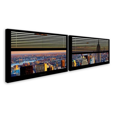 Trademark Fine Art -Philippe Hugonnard 'Window View NYC Sunset 4' 2 Panel Art Set