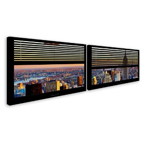 Trademark Fine Art -Philippe Hugonnard 'Window View NYC Sunset 4' 2 Panel Art Set - 1 of 3
