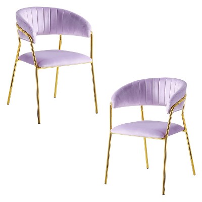 HomeStock 32 in H Pink Finish Round Metal Frame Straight Armchair Set ...